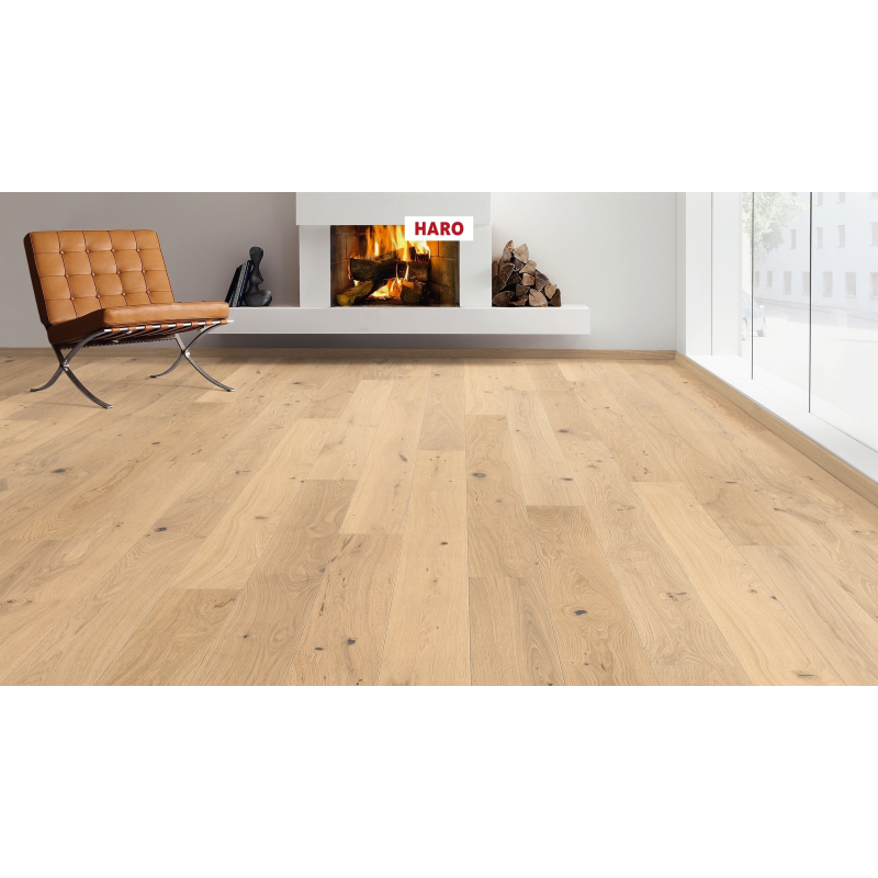Trisluoksnė parketlentė Haro Plank Ąžuolas Light White Sauvage 2V