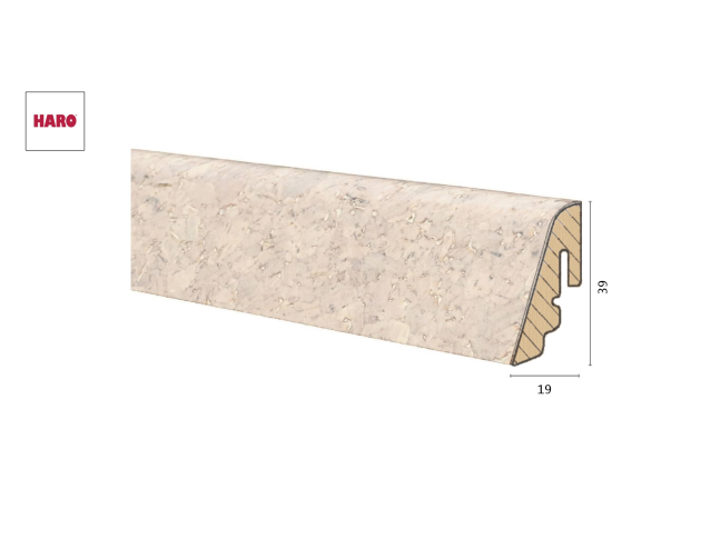 Medinė kamščio grindjuostė Haro Arcos Antique White 19*39 MM