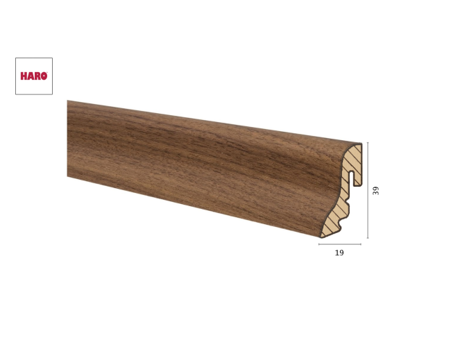 Medinė faneruota grindjuostė Haro Riešutas American 19*39S MM