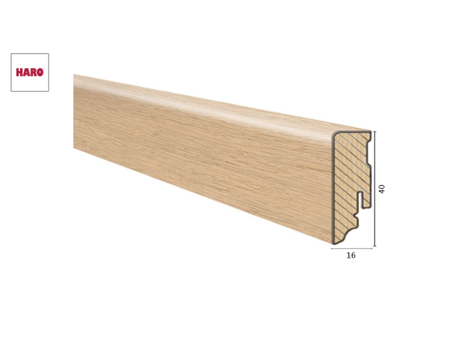Medinė faneruota grindjuostė Haro Ąžuolas Light White 16*40 MM