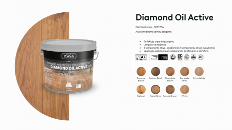 Alyva medinėms grindims Woca Daimond Oil Active Sand Grey, 2,5 L