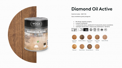 Alyva medinėms grindims Woca Daimond Oil Active Smoked Brown, 1 L