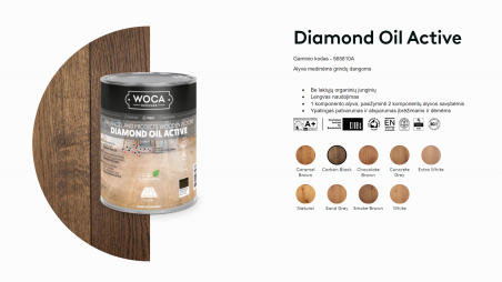 Alyva medinėms grindims Woca Daimond Oil Active Carbon Black, 1 L