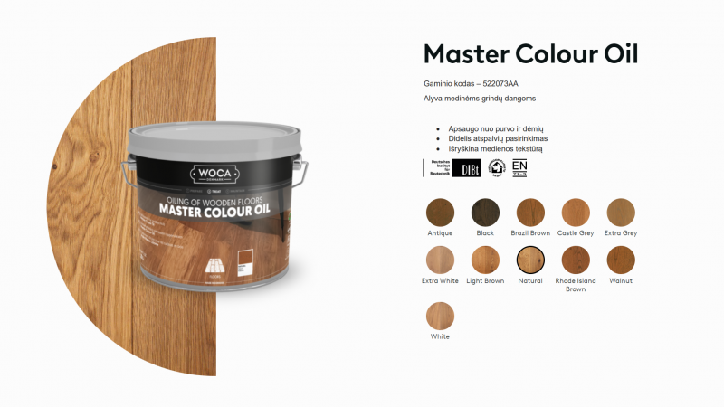 Alyva medinėms grindims Woca Master Colour Oil Natural, 2,5 L