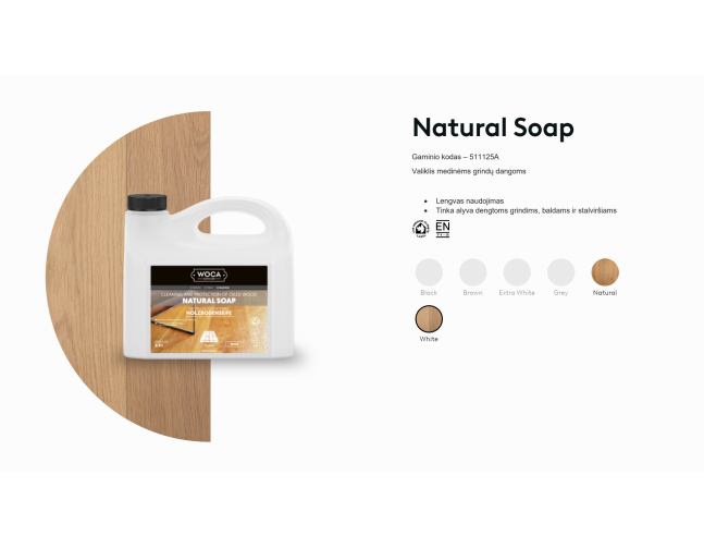 Muilas medinėms grindims Woca Natural Soap White, 2,5 L