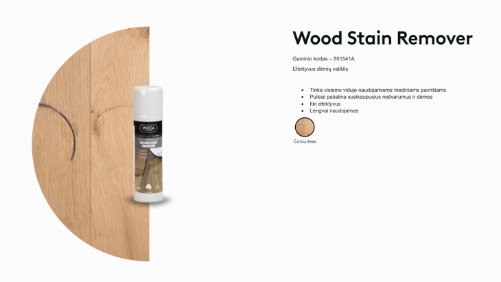 Dėmių valiklis medinėms grindims Woca Stain Remover, 0,25 L