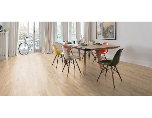 Trisluoksnė parketlentė Haro Longstrip 4000 Ąžuolas Light White Family