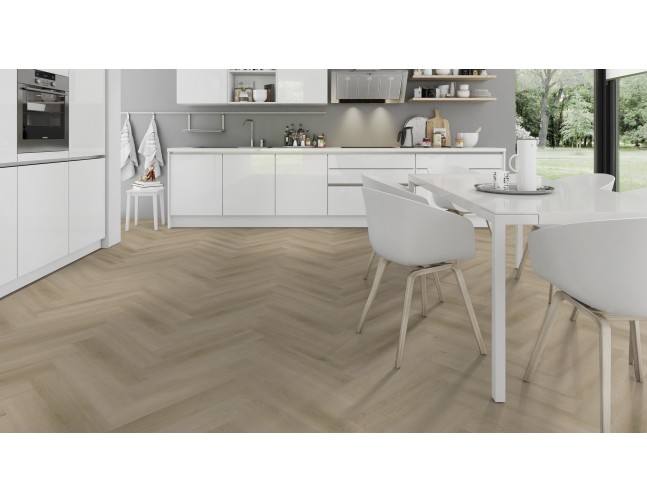 Vinilo danga OneFlor Workshop Eco 55 Herringbone Ąžuolas Raw Light Natural 2.5 MM