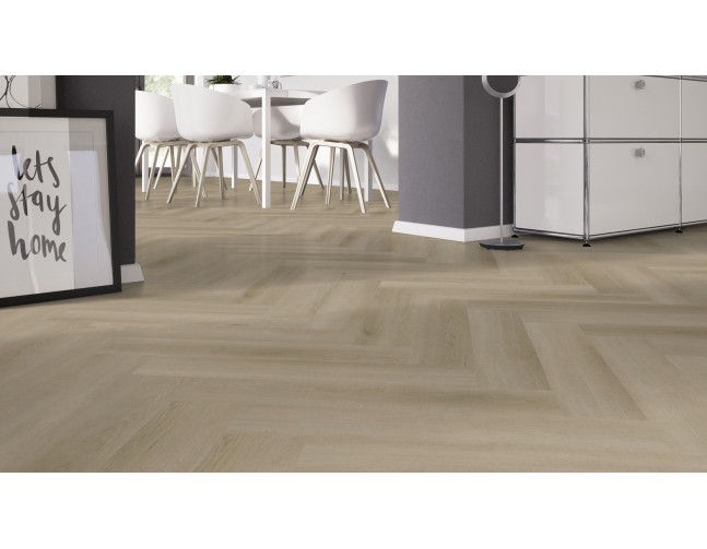 Vinilo danga OneFlor Workshop Eco 55 Herringbone Ąžuolas Raw Light Natural 2.5 MM
