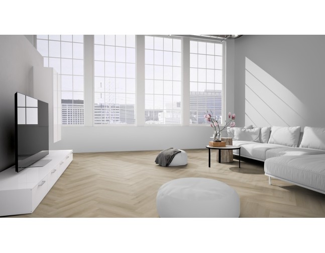Vinilo danga OneFlor Workshop Eco 55 Herringbone Ąžuolas Raw Light Natural 2.5 MM