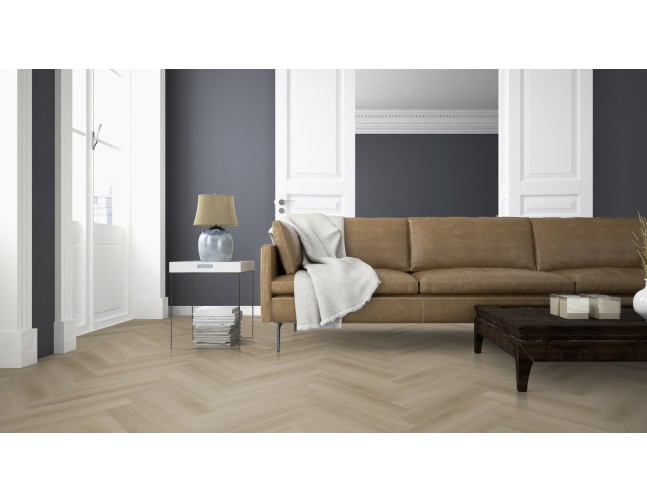Vinilo danga OneFlor Workshop Eco 55 Herringbone Ąžuolas Raw Light Natural 2.5 MM