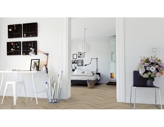 Vinilo danga OneFlor Workshop Eco 55 Herringbone Ąžuolas Raw Light Natural 2.5 MM