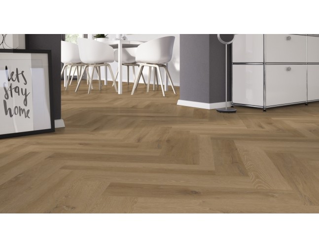Vinilo danga OneFlor Workshop Eco 55 Herringbone Ąžuolas Prestige Light Amber 2.5 MM