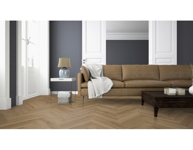 Vinilo danga OneFlor Workshop Eco 55 Herringbone Ąžuolas Prestige Light Amber 2.5 MM