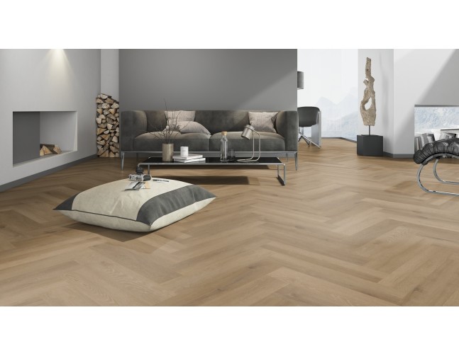 Vinilo danga OneFlor Workshop Eco 55 Herringbone Ąžuolas Prestige Light Amber 2.5 MM