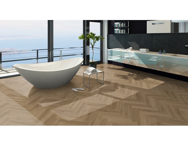 Vinilo danga OneFlor Workshop Eco 55 Herringbone Ąžuolas Prestige Light Amber 2.5 MM