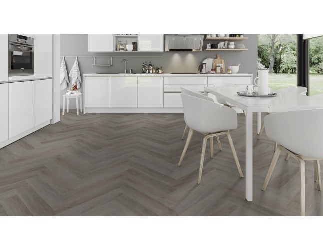 Vinilo danga OneFlor Workshop Eco 55 Herringbone Ąžuolas English Taupe 2.5 MM