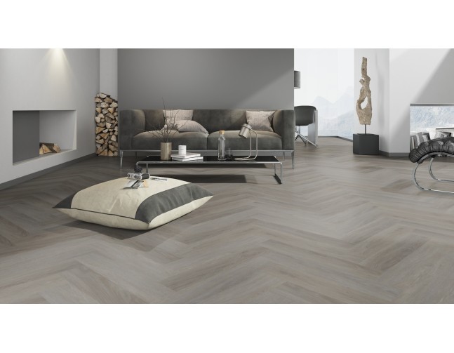 Vinilo danga OneFlor Workshop Eco 55 Herringbone Ąžuolas English Taupe 2.5 MM