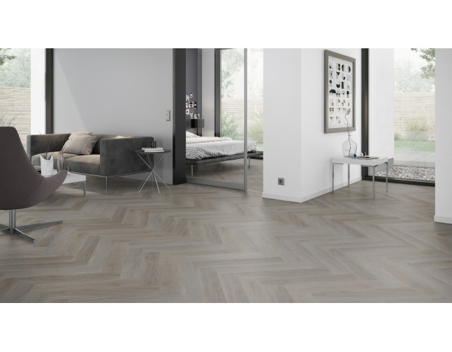 Vinilo danga OneFlor Workshop Eco 55 Herringbone Ąžuolas English Taupe 2.5 MM