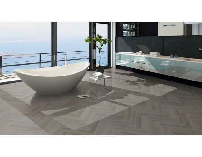 Vinilo danga OneFlor Workshop Eco 55 Herringbone Ąžuolas English Taupe 2.5 MM