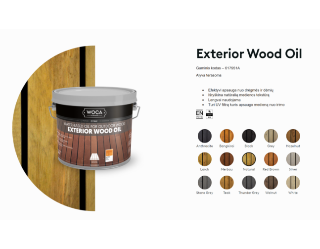 Alyva terasoms Woca Exterior Oil Natural, 2,5 L