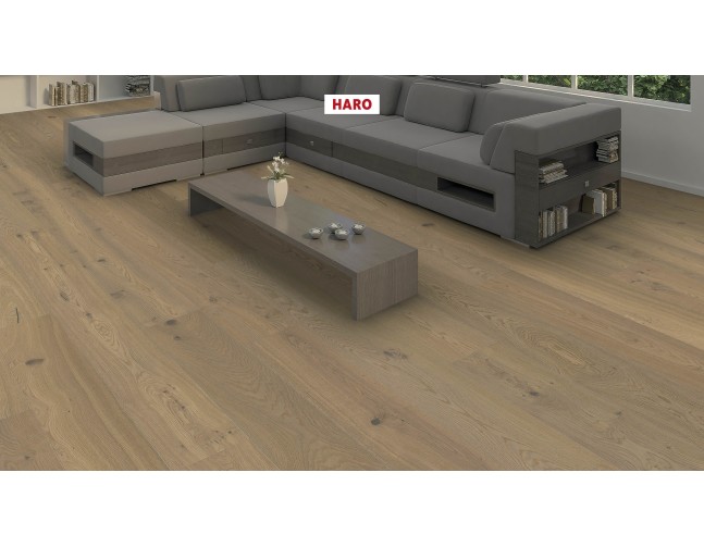 PNR Trisluoksnė parketlentė Haro Plaza Plank Ąžuolas Fumed Puro White Universal 4V
