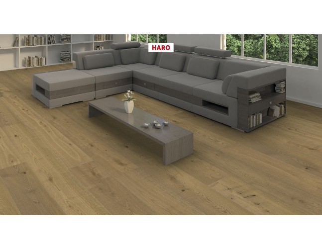Trisluoksnė parketlentė Haro Plaza Plank Ąžuolas Fumed Invisible Universal 4V