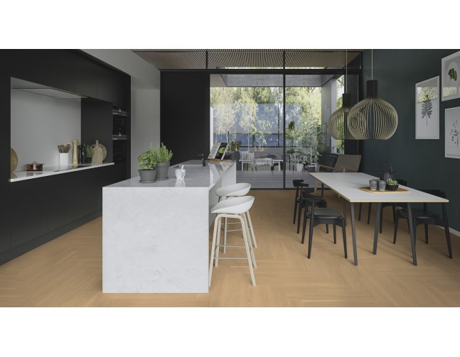 Dvisluoksnis parketas Boen Herringbone Ąžuolas Pale White Andante 137 MM