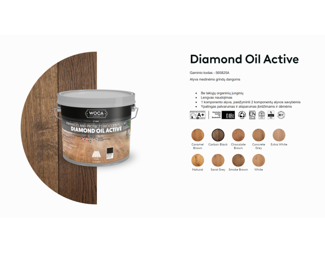 Alyva medinėms grindims Woca Daimond Oil Active Carbon Black, 2,5 L