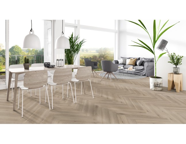 Vinilinė grindų danga Tarkett Herringbone Rigid Ąžuolas Highland CLASSIC GREY