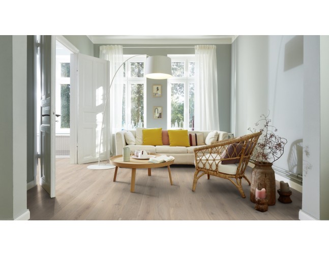 Akcija! Trisluoksnė parketlentė Boen Castle Live Pure Ąžuolas Pale White Shabby 209 MM