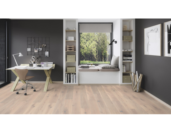 Akcija! Trisluoksnė parketlentė Boen Castle Live Pure Ąžuolas Pale White Shabby 209 MM