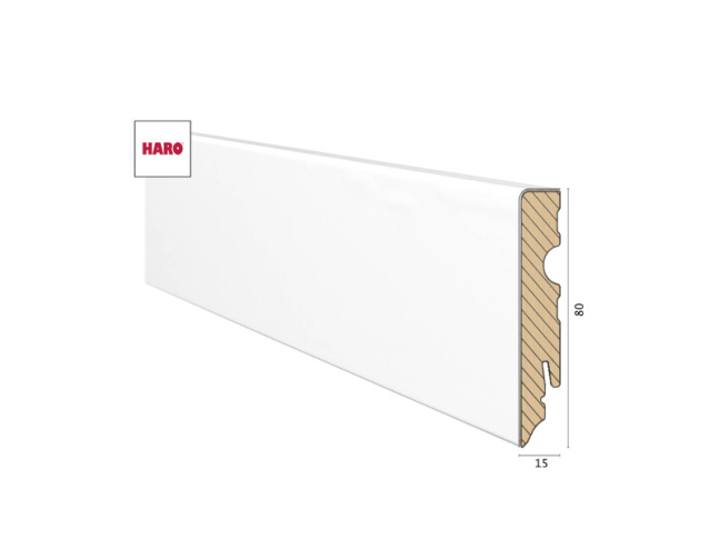 Medinė Faneruota grindjuostė Haro Balta lakuota 15*80 MM
