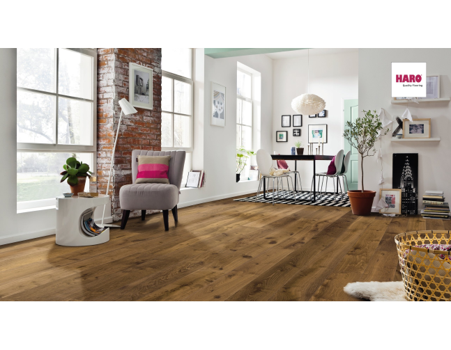 Trisluoksnė parketlentė Haro Plank Ąžuolas Fumed Sauvage 4V