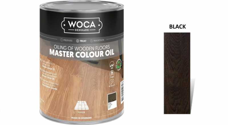 Alyva medinėms grindims Woca Master Colour Oil Black, 1 L