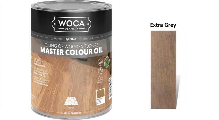 Alyva medinėms grindims Woca Master Colour Oil Extra Grey, 1 L
