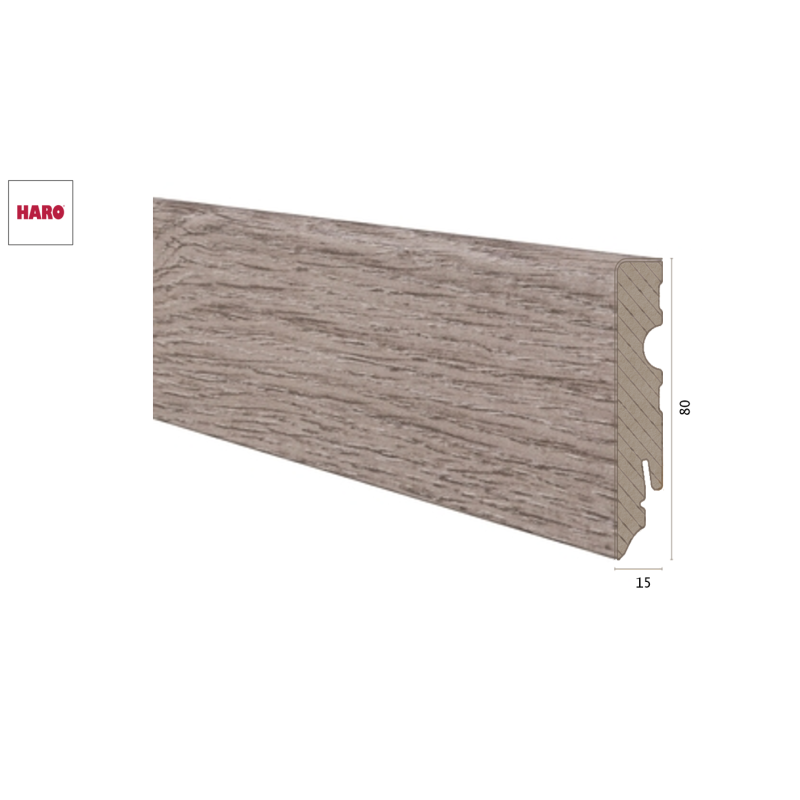 Medinė laminuota grindjuostė Haro Ąžuolas Veneto Mocca 15*80 MM