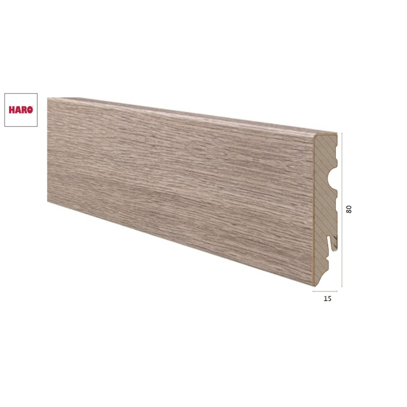 Medinė laminuota grindjuostė Haro Ąžuolas Contura Stone Grey 15*80 MM